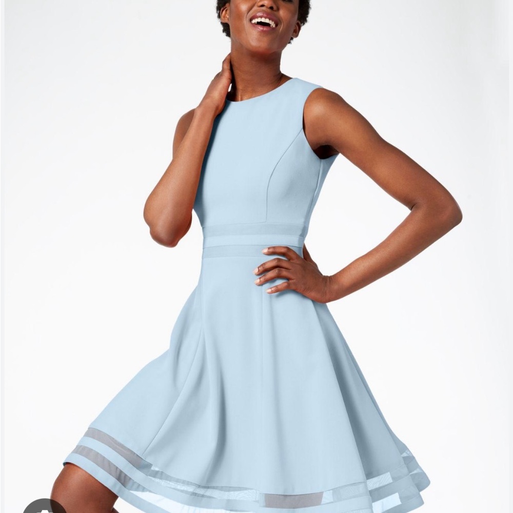 Calvin Klein Blue Pleated Dress SZ 8